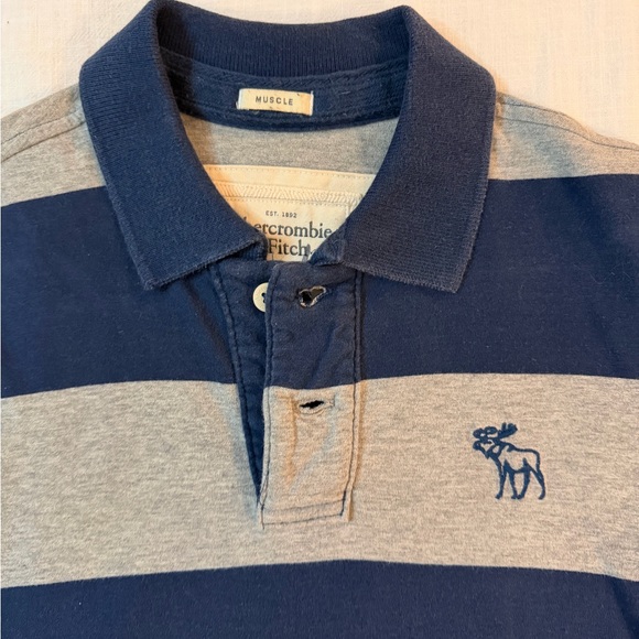 Abercrombie & Fitch Blue and Gray Polo Shirt - Picture 2 of 4